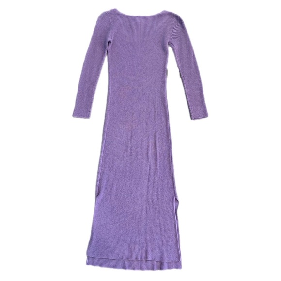 NWT Callahan Lila viscose/cotton Knit Side Slit long-sleeve V-neck Midi Dress XS - Picture 5 of 10